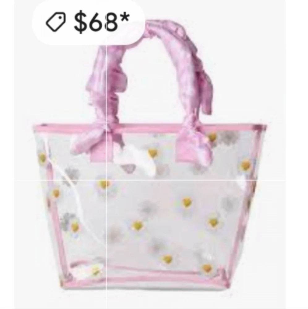 Iscream Daisy Love Clear Tote & Gingham Pink Pouch BNWT SO RETIRED